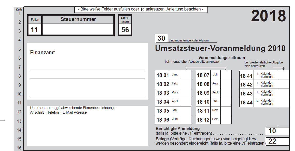 Umsatzsteuervoranmeldung Formular - MelTemplates - MelTemplates